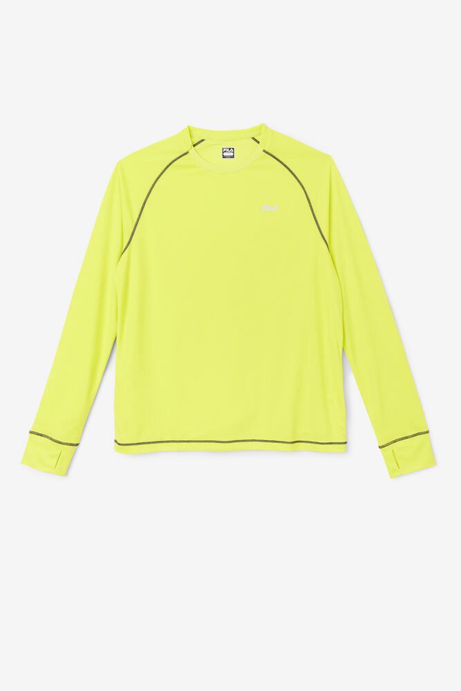 Fila Lasone Long Sleeve Crew T-Shirt Yellow - Mens - 08139EGVA